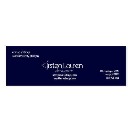 blue bubbles skinny business card (back side)