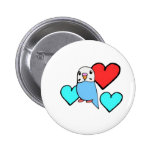 Blue Budgie with Hearts Pin