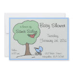 Blue buggy under tree -  baby shower invitation