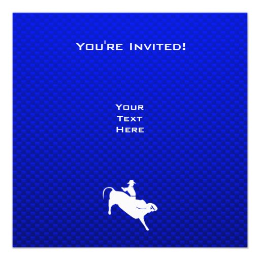 Blue Bull Rider Custom Invitation