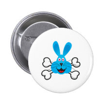 blue bunny Skull and Crossbones Buttons