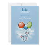 Blue Bunny with Colored Baloons Baby Shower Personalized Invitations