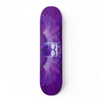 Blue Burst Ghostly Winged Skull skateboards by gmlehmann Blue Burst Ghostly Winged Skull skateboards
