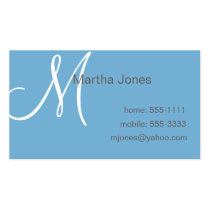 Blue business card with monogram (#BUS 014) business cards