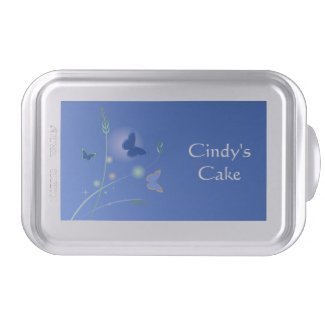 Blue Butterflies and Flowers Cake Pan
