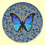 blue butterflies on a silver background stickers