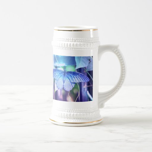 Blue Butterfly Beer Stein Mug
