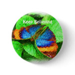 Blue Butterfly Believe Affirmations Button