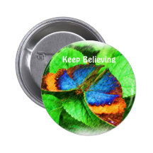 Blue Butterfly Believe Affirmations Button