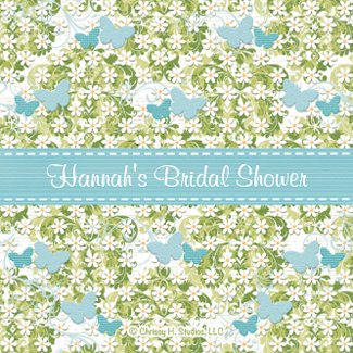 Blue Butterfly Bridal Shower Invitations Back