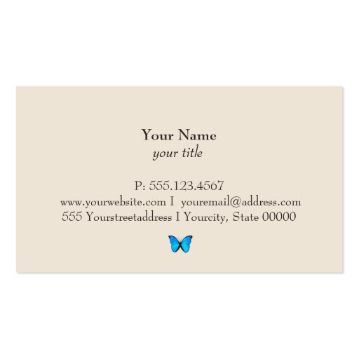 Blue Butterfly Business Card (back side)