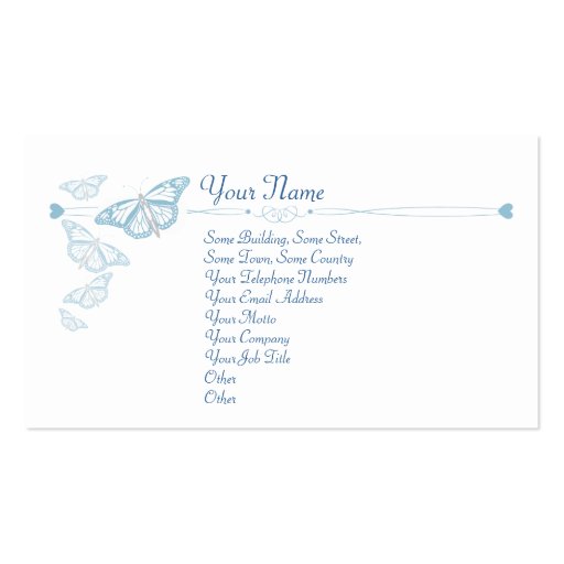 Blue Butterfly Business Cards (front side)