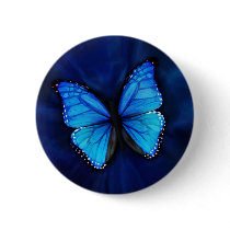 Blue Butterfly Button by deepblue3d Blue Butterfly Button