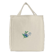 Blue Butterfly Embroidered Tote Bag - Customizable embroidered bags