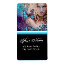 BLUE BUTTERFLY HAIR, BEAUTY SALON , MAKEUP ARTIST CUSTOM SHIPPING LABELS