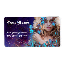 BLUE BUTTERFLY HAIR, BEAUTY SALON , MAKEUP ARTIST SHIPPING LABELS