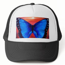 Blue Butterfly Morph Sunset - Multi hats by JUDERM Blue Butterfly Morph Sunset - Multi hats