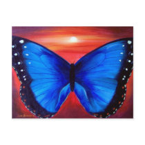 Blue Butterfly Morph Sunset - Multi postcards