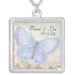 Blue Butterfly n Roses Wedding or Anniversary Pendant