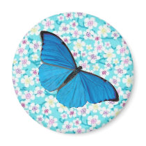 Blue Butterfly on Asian Floral magnets by JuJuGarden Blue Butterfly on Asian Floral magnets