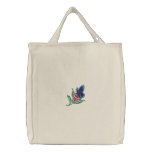 Blue butterfly on Pink Flower Embroidered Bag