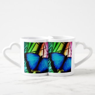 Blue Butterfly Personalised Lovers Mug
