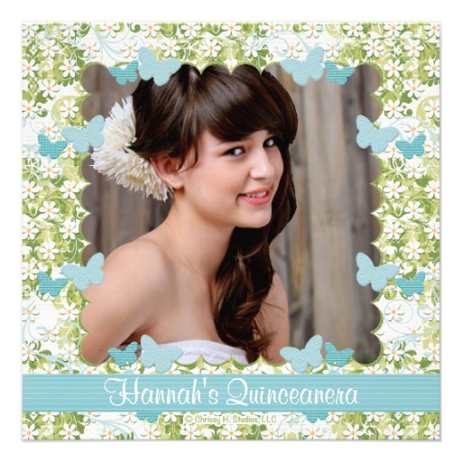 Blue Butterfly Quinceanera Invitations Photo