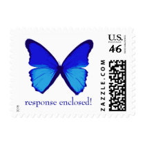 blue butterfly, response enclosed! postage