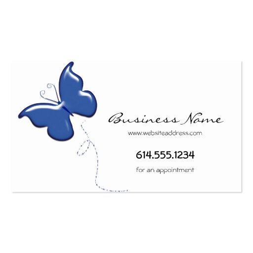 Blue Butterfly Simple Business Cards (front side)