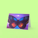 Blue Butterfly Sunset Painting - Multi cards