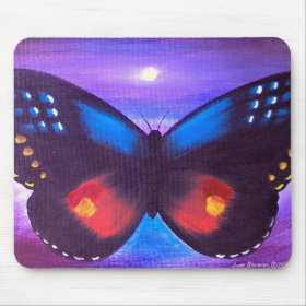 Blue Butterfly Sunset Painting - Multi Mouse Pad