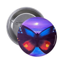 Blue Butterfly Sunset Painting - Multi buttons