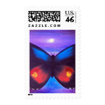 Blue Butterfly Sunset Painting - Multi Postage Stamp