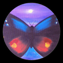 Blue Butterfly Sunset Painting - Multi stickers