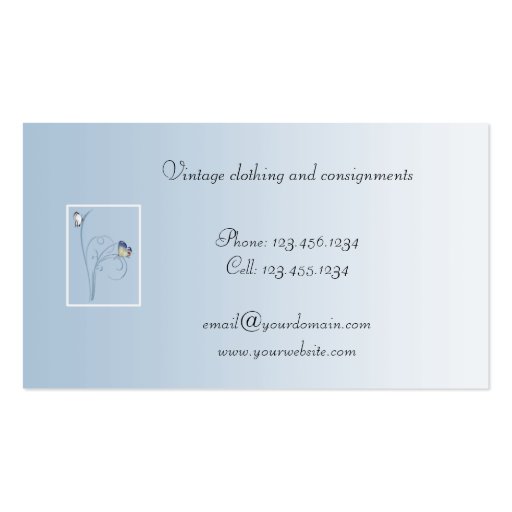 Blue Butterfly Swirls Business Card (back side)