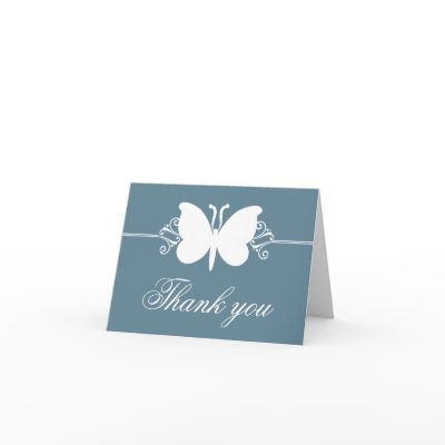 Blue Butterfly Swirls Thank You Card