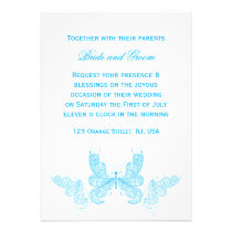 Blue butterfly wedding invitation invitations