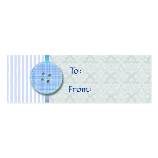 Blue Buttons and Stripes Gift Tag Business Cards (front side)