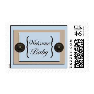 Blue Buttons & Brackets Postage Stamps stamp