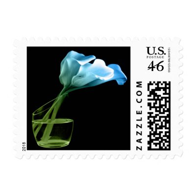 Blue Calla Lily Wedding Postage Stamp by TDSwhite