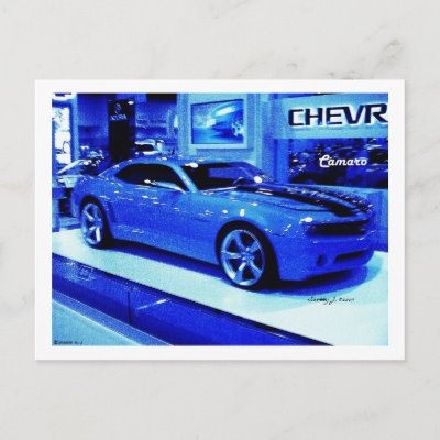Blue Camaro Lightly Rendered Mosaic Postcard