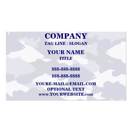 Blue Camo Bass Fishing Business Card Templates (back side)
