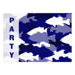 Blue Camo Bass Fishing Custom Invitations
