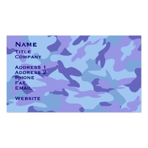 Blue Camo Contact Card / Profile Card Business Card Template (front side)