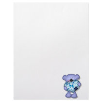 blue camo heart bear customized letterhead