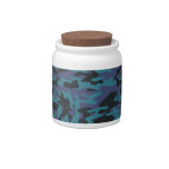 Blue camo pattern candy jars