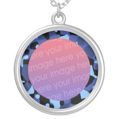 blue camoflauge photo frame custom jewelry Zazzle_necklace
