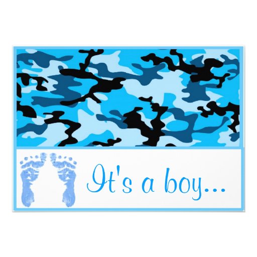 Blue camouflage Baby Shower Invitations