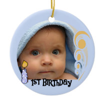 Blue Candle 1st Birthday Keepsake Ornament