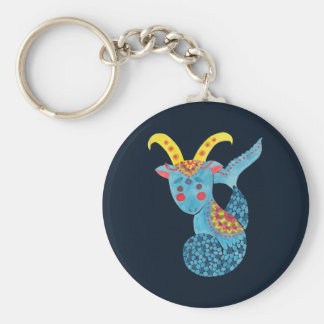 Blue Capricorn Illustration Keychain Blue Capricorn Illustration Printed on Keychain Haidi Shabrina